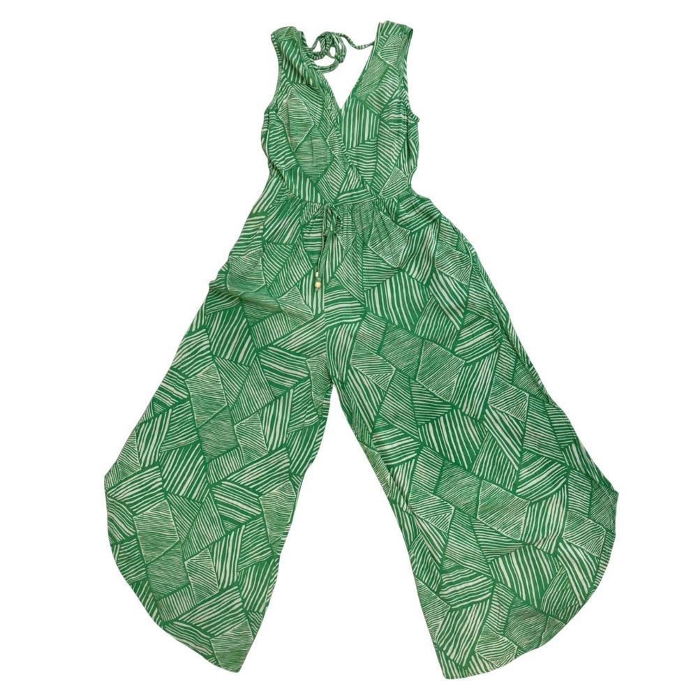 Band of the Free People Paita Geometric Wide Leg Jumpsuit Small Boho Tulip Hem S - Picture 2 of 9
